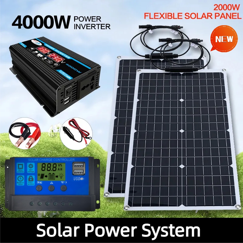 Solar Panel Monocrystalline - 2000W Solar Energy System 110V/220V 4000W