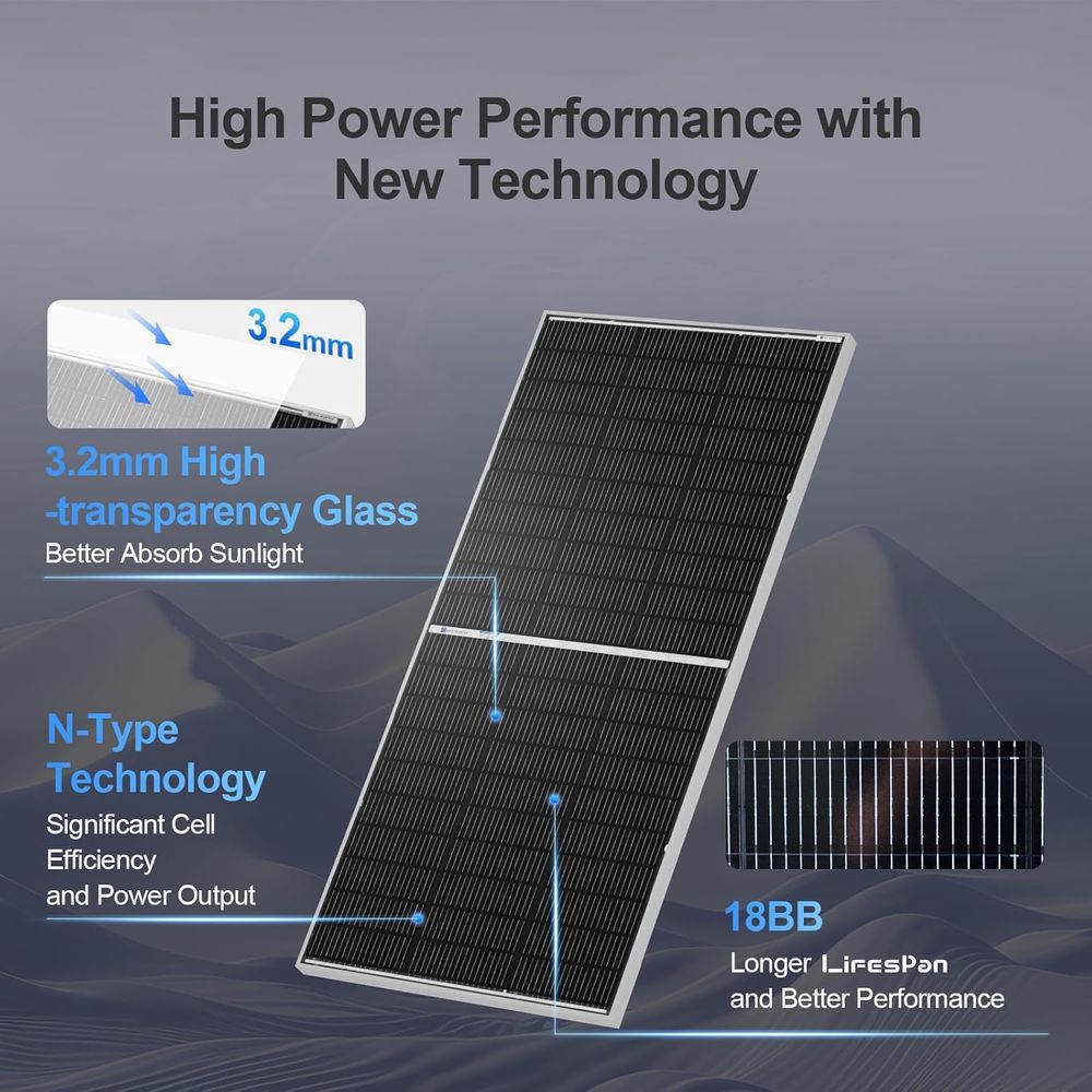 N-Type 18BB Bifacial Solar Pan - đánh giá và giá Solar Panel Monocrystalline